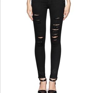 Frame Le Skinny de Jeanne Black Ripped Jeans
